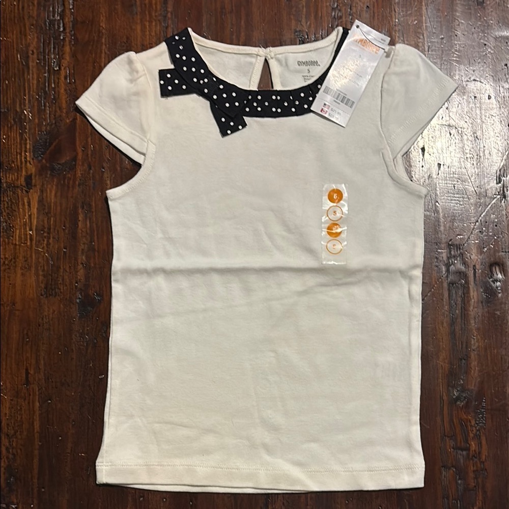 GYMBOREE NWT GIRLS WHITE BLACK TOP SHIRT TOPS SHIRTS COTTON SUMMER FALL SIZE 5